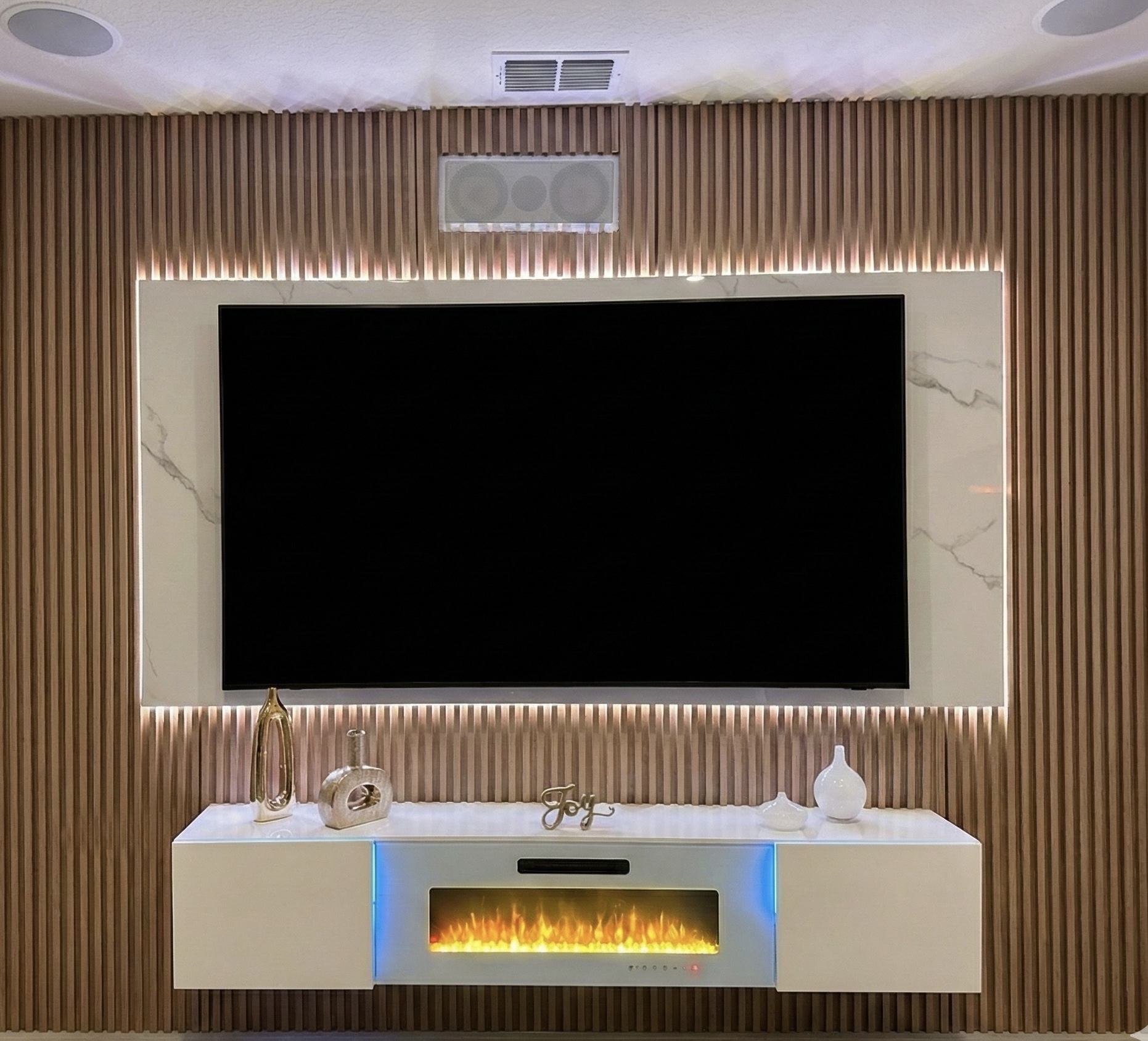 Stone Feature Wall TV